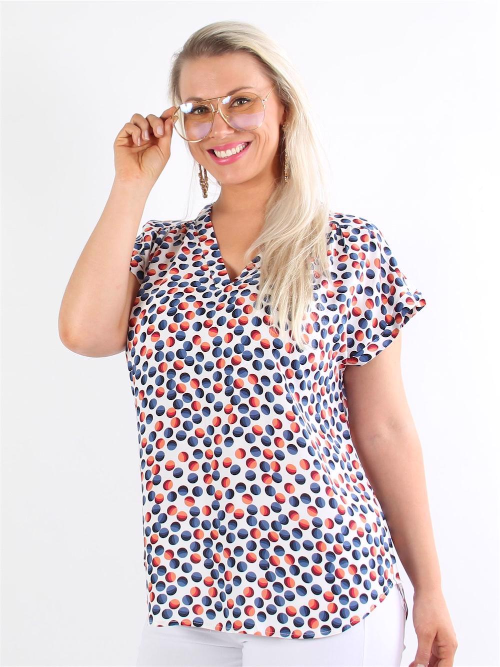 Agacia - T-shirt med forskellig farvede prikker